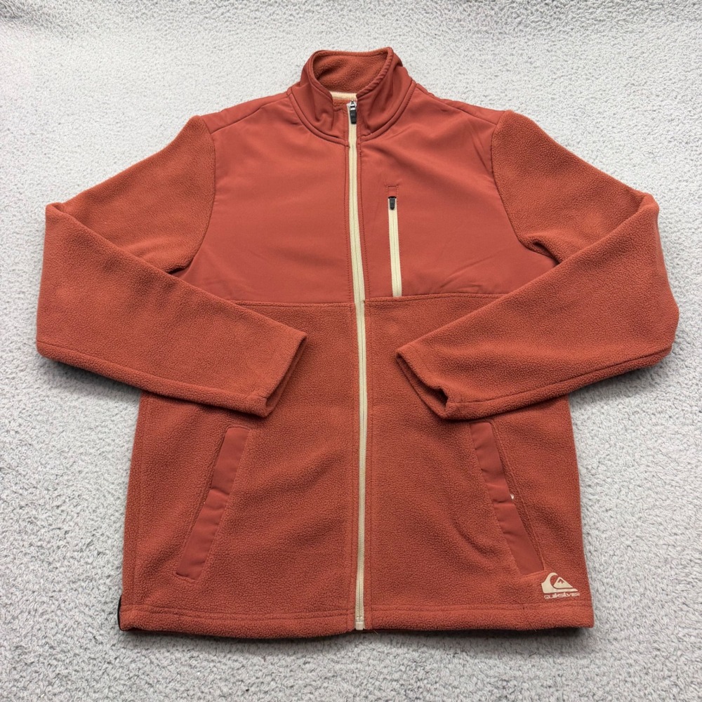 Quiksilver QA34JK006 Mens Size Small Burnt Orange Full Zip Hybrid Fleece Jacket